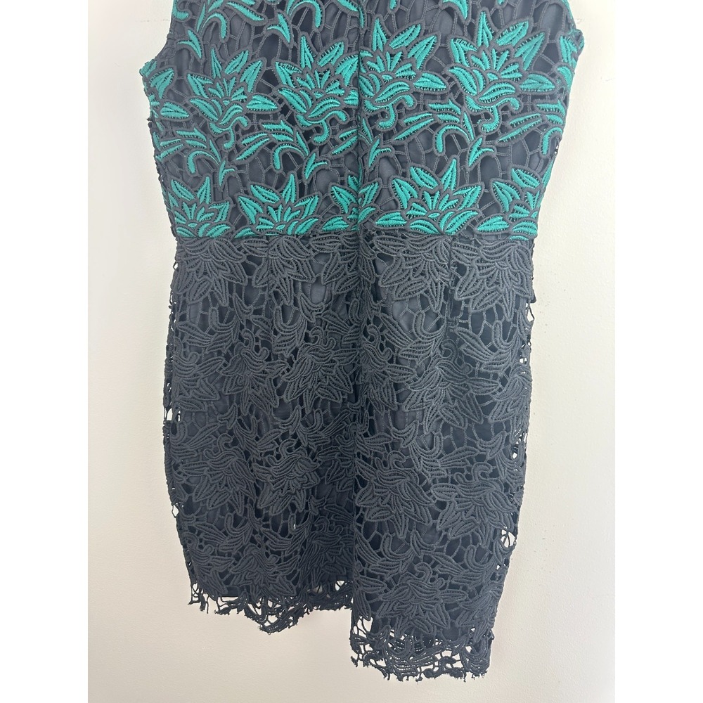 Hutch Sleeveless Milk Silk Lace Cocktail Dress Floral Black Green Size 12 Party - Picture 9 of 13